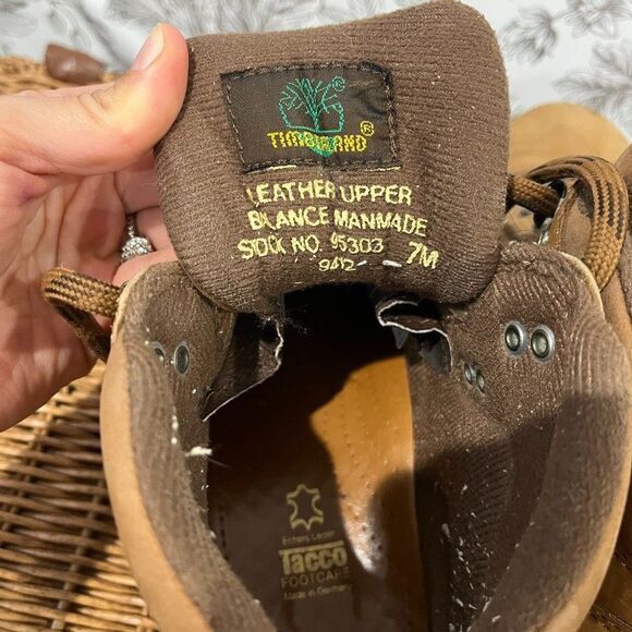 Vintage Timberland Womens 7  Euro Hiker Brown 90s Suede Leather Mid Hiking Boots - Picture 8 of 14